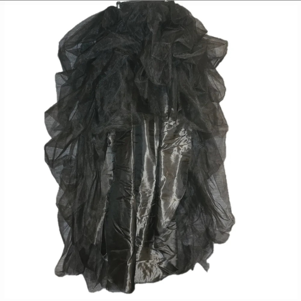 🆕Tulle High-Low Maxi Skirt/Overskirt/Petticoat/Tutu w Ruffles Small - Black